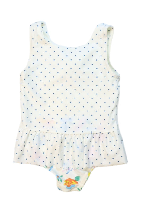 A White Swimsuits from Petit Main in size 12-18M for girl. (Front View)