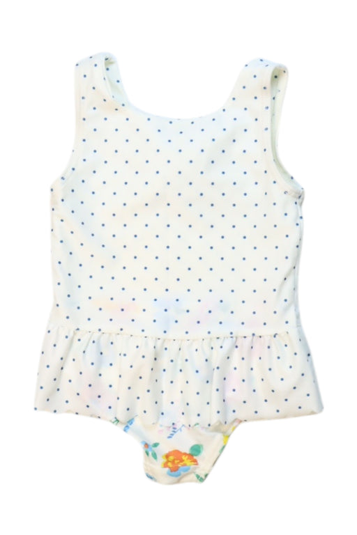 A White Swimsuits from Petit Main in size 12-18M for girl. (Front View)