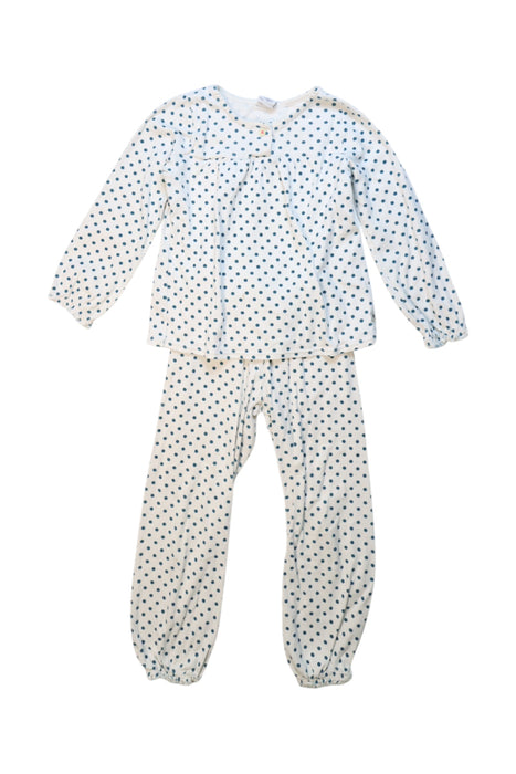 A White Pyjama Sets from Petit Bateau in size 4T for girl. (Front View)