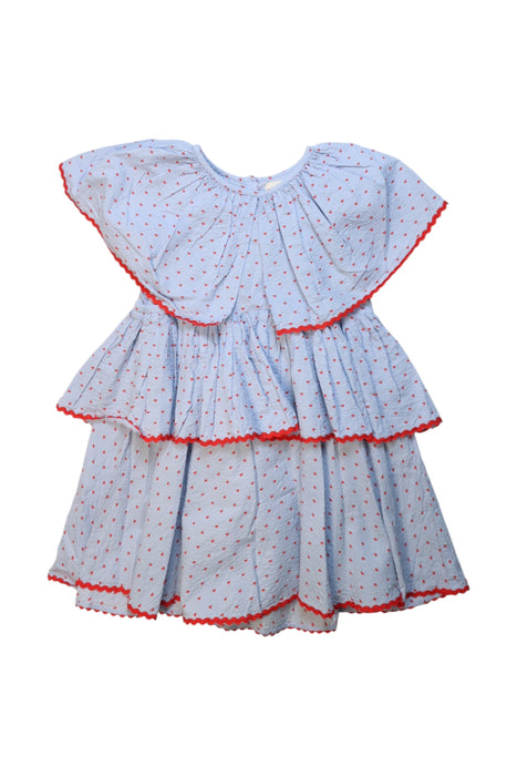 A Blue Short Sleeve Dresses from Konges Sløjd in size 4T for girl. (Front View)