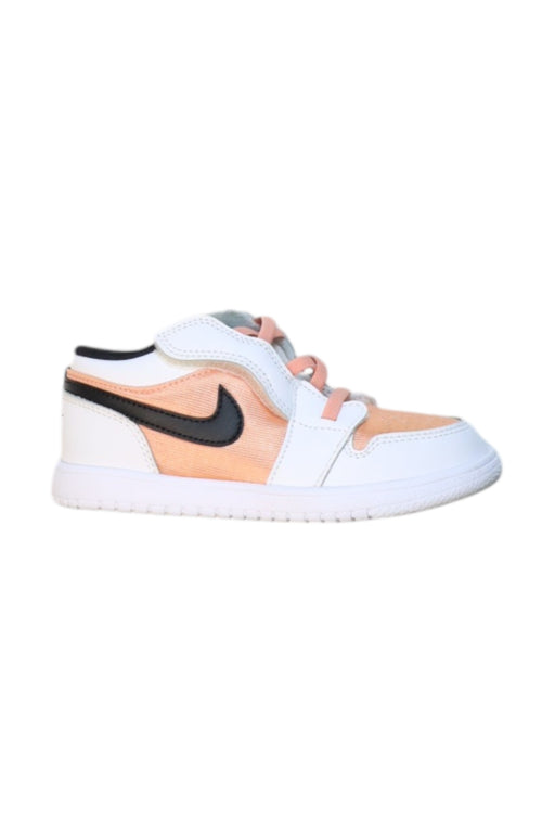 A Peach Sneakers from Air Jordan in size 4T for girl. (Front View)