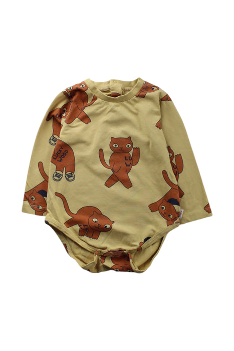 A Beige Long Sleeve Bodysuits from Tinycottons in size 12-18M for neutral. (Front View)