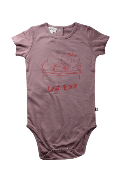 A Purple Short Sleeve Bodysuits from Oeuf in size 12-18M for neutral. (Front View)