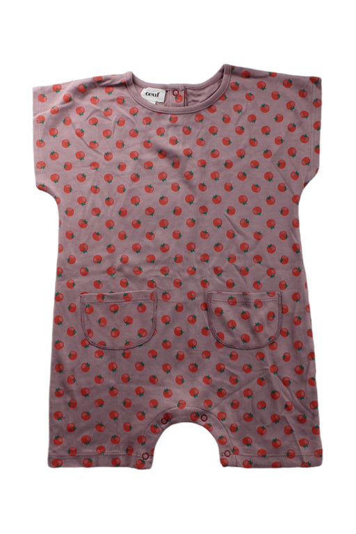 A Purple Short Sleeve Rompers from Oeuf in size 12-18M for neutral. (Front View)