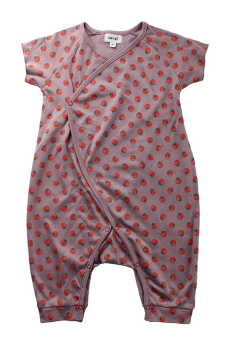 A Purple Short Sleeve Rompers from Oeuf in size 12-18M for neutral. (Front View)