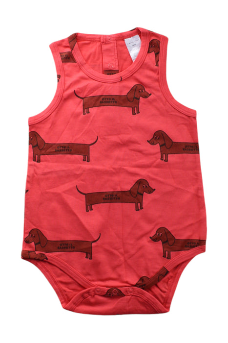 A Red Sleeveless Bodysuits from Tinycottons in size 12-18M for neutral. (Front View)