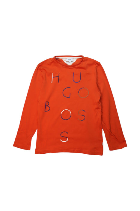 A Orange Long Sleeve T Shirts from Boss in size 8Y for boy. (Front View)