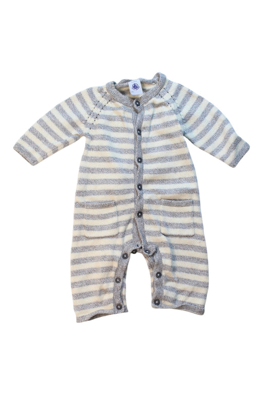 A Grey Long Sleeve Rompers from Petit Bateau in size 0-3M for boy. (Front View)