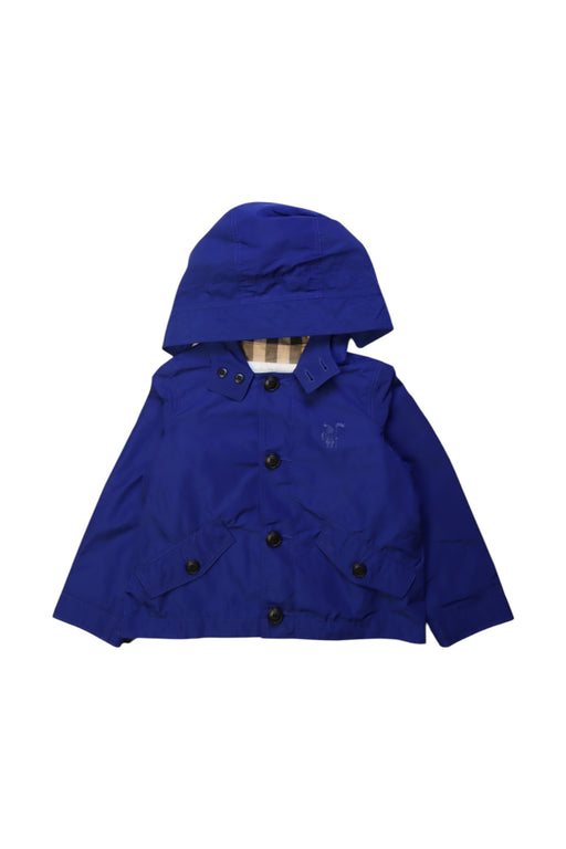 A Blue Rain Jackets from Burberry in size 3T for boy. (Front View)