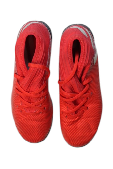 A Red Cleats/Soccer Shoes from Adidas in size 9Y for boy. (Back View)