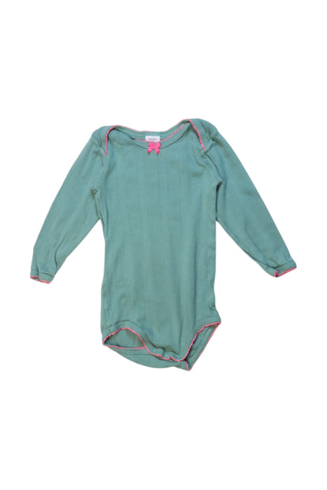 A Green Long Sleeve Bodysuits from Petit Bateau in size 12-18M for girl. (Front View)