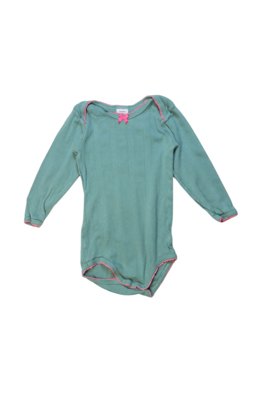 A Green Long Sleeve Bodysuits from Petit Bateau in size 12-18M for girl. (Front View)
