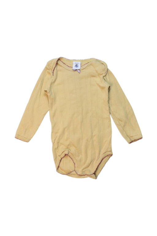 A Yellow Long Sleeve Bodysuits from Petit Bateau in size 12-18M for girl. (Front View)