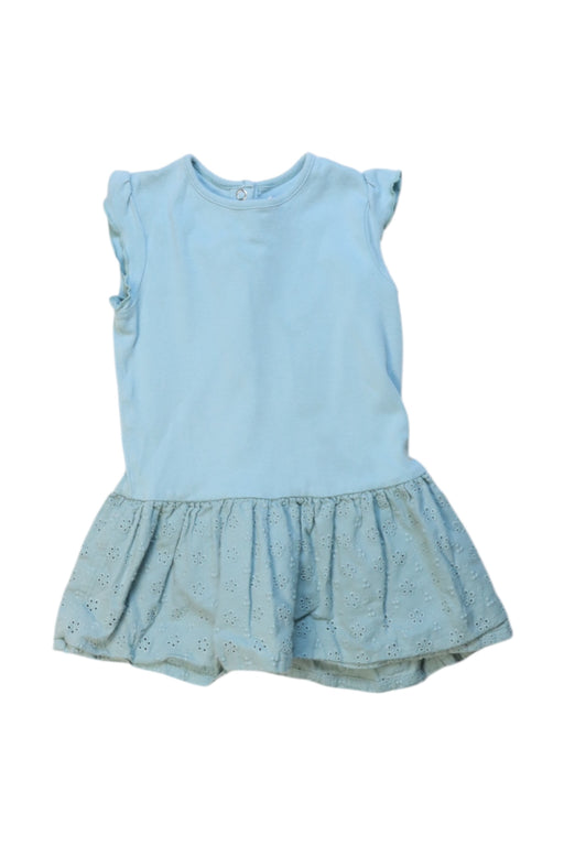 A Blue Sleeveless Dresses from Petit Bateau in size 12-18M for girl. (Front View)