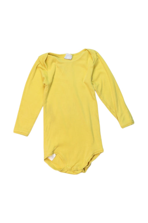 A Yellow Long Sleeve Bodysuits from Petit Bateau in size 6-12M for girl. (Front View)