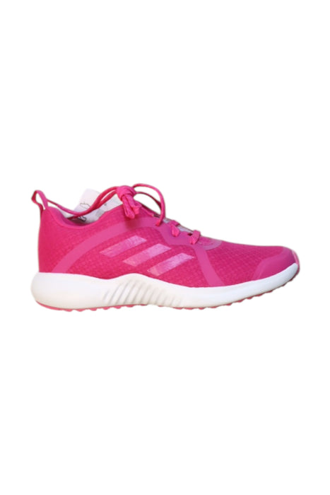 A Pink Sneakers from Adidas in size 11Y for girl. (Front View)