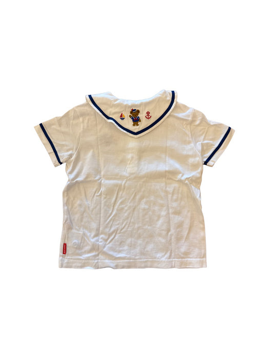 A White Short Sleeve Shirts from Miki House in size 6T for neutral. (Back View)