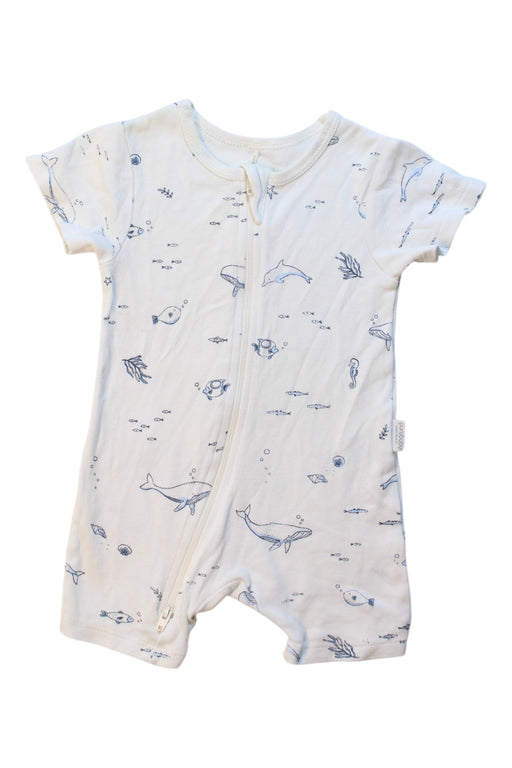 A White Short Sleeve Rompers from purebaby in size 3-6M for boy. (Front View)