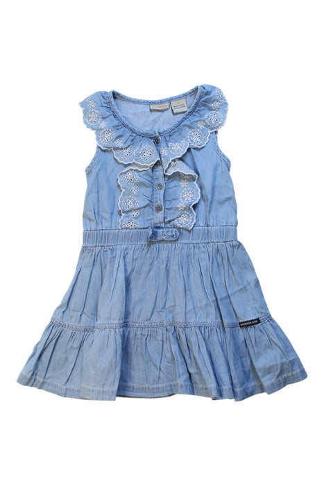 A Blue Sleeveless Dresses from Calvin Klein in size 5T for girl. (Front View)