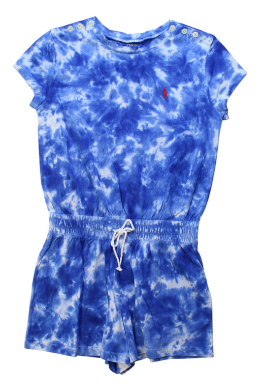 A Blue Short Sleeve Rompers from Polo Ralph Lauren in size 6T for girl. (Front View)