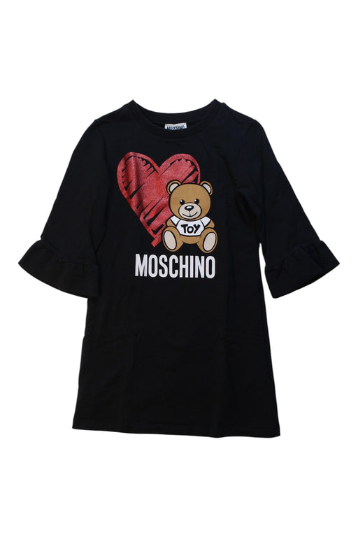 A Black Long Sleeve Dresses from Moschino in size 6T for girl. (Front View)