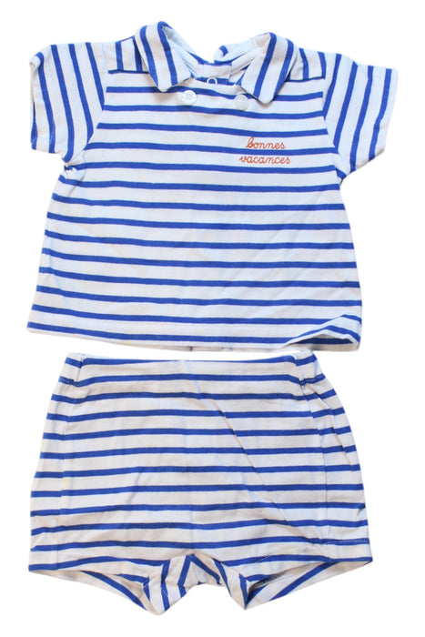 A Blue Shorts Sets from Jacadi in size 3-6M for boy. (Front View)