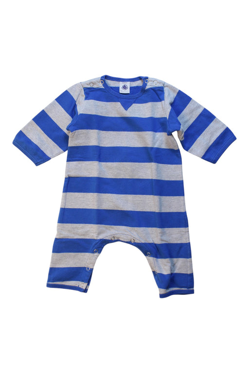 A Blue Long Sleeve Rompers from Petit Bateau in size 3-6M for boy. (Front View)