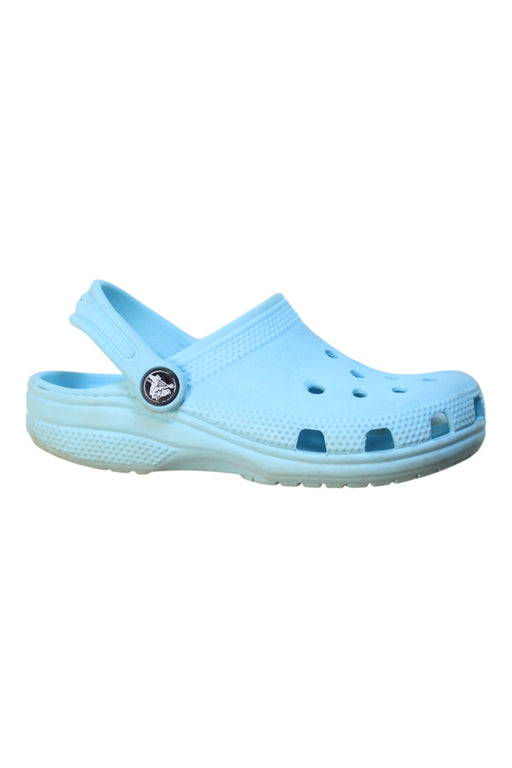 A Blue Slip Ons from Crocs in size 4T for boy. (Front View)