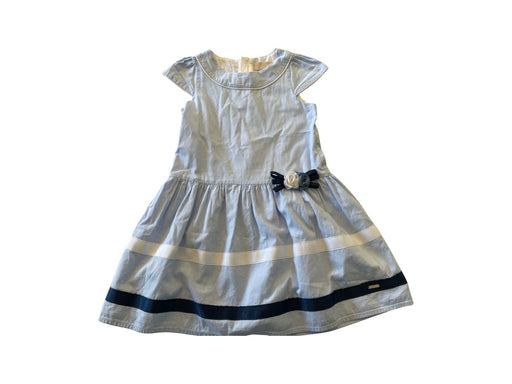 A Blue Short Sleeve Dresses from Chickeeduck in size 7Y for girl. (Front View)