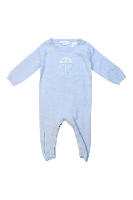 A Blue Long Sleeve Rompers from Purebaby in size 0-3M for boy. (Front View)