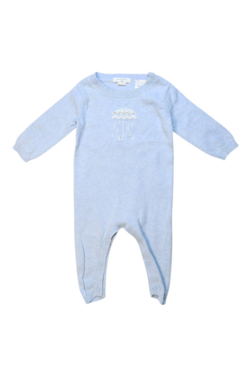 A Blue Long Sleeve Rompers from Purebaby in size 0-3M for boy. (Front View)