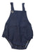 A Navy Overall Shorts from Mori in size 3-6M for neutral. (Front View)