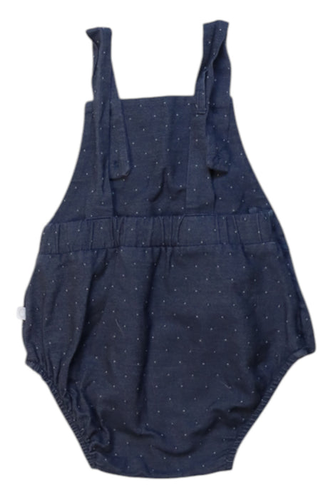 A Navy Overall Shorts from Mori in size 3-6M for neutral. (Back View)