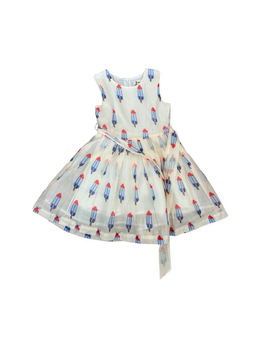A Multicolour Sleeveless Dresses from Doe a Dear in size 5T for girl. (Front View)