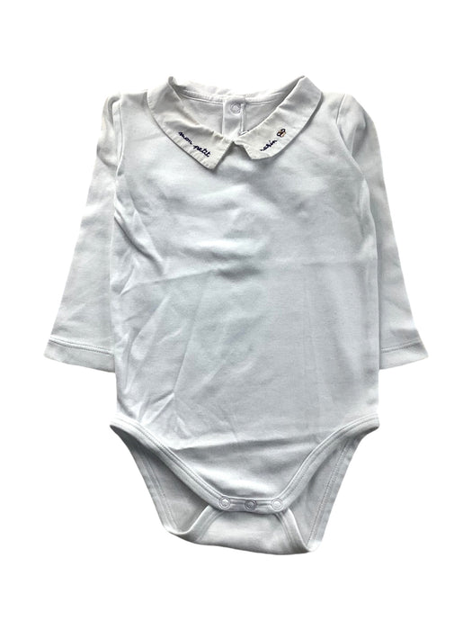 A White Long Sleeve Bodysuits from Jacadi in size 6-12M for girl. (Front View)