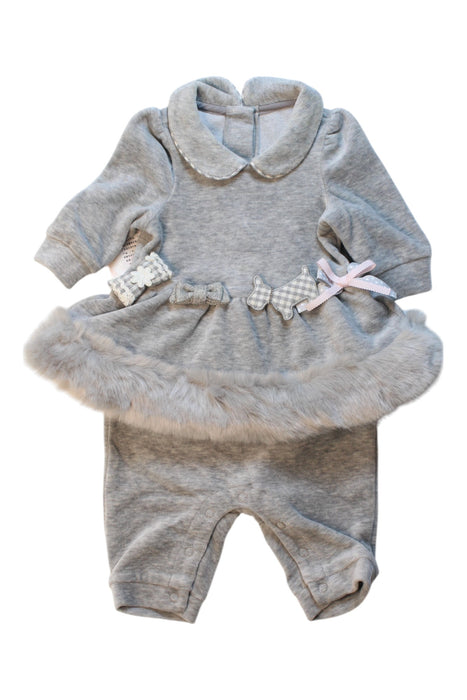 A Grey Long Sleeve Rompers from Nicholas & Bears in size 0-3M for girl. (Front View)