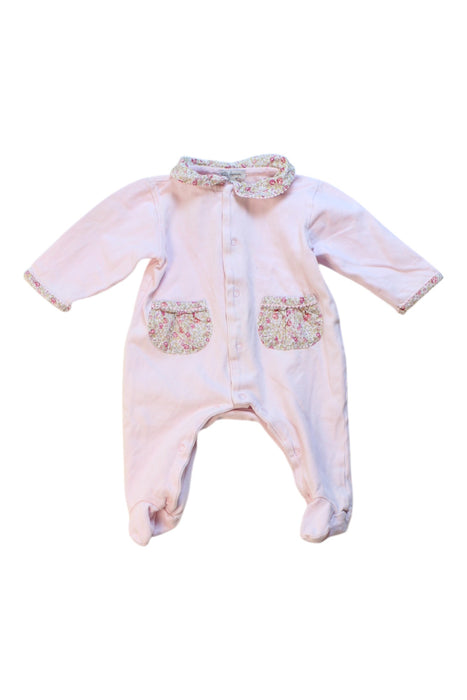 A Pink Long Sleeve Rompers from Lapinou in size 0-3M for girl. (Front View)