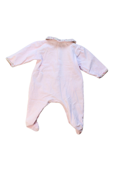 A Pink Long Sleeve Rompers from Lapinou in size 0-3M for girl. (Back View)