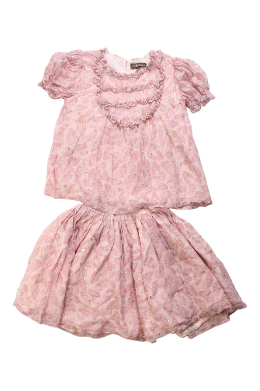 A Pink Skirt Sets from Velveteen in size 6T for girl. (Front View)