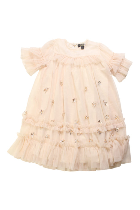 A Ivory Long Sleeve Dresses from Velveteen in size 5T for girl. (Front View)