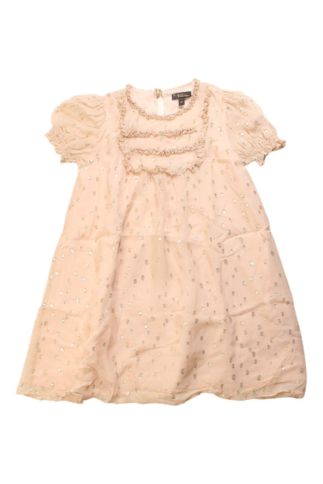 A Peach Short Sleeve Dresses from Velveteen in size 6T for girl. (Front View)