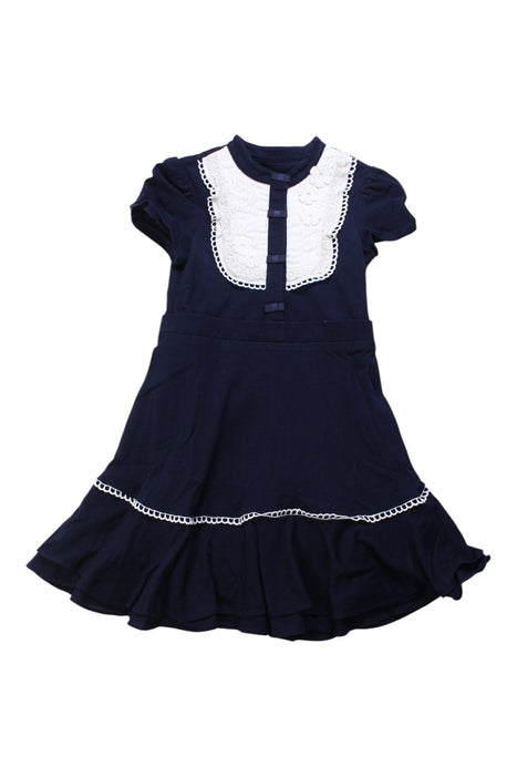 A Navy Short Sleeve Dresses from Nicholas & Bears in size 6T for girl. (Front View)