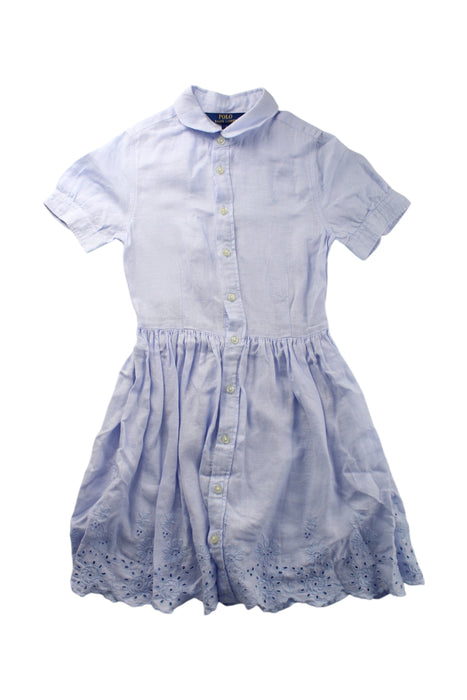 A Blue Short Sleeve Dresses from Polo Ralph Lauren in size 8Y for girl. (Front View)