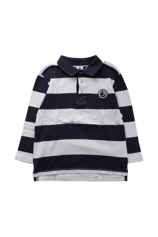 A Navy Long Sleeve Polos from Petit Bateau in size 4T for neutral. (Front View)