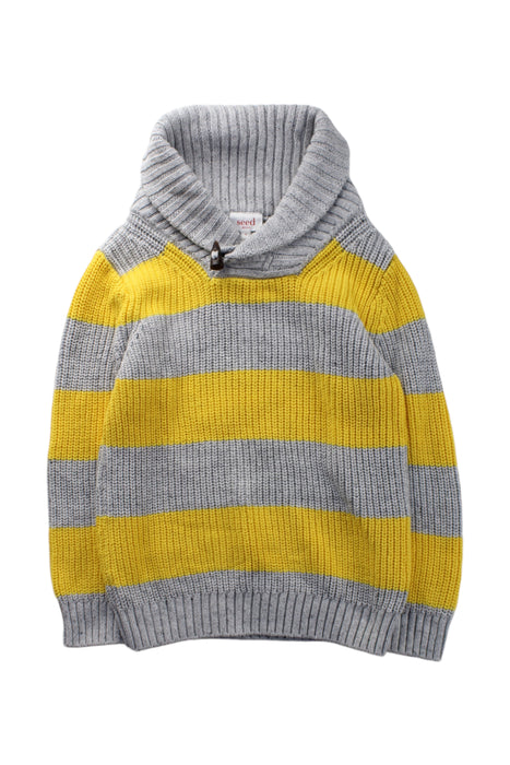 A Grey-and-Yellow Knit Sweaters from Seed in size 5T for neutral. (Front View)