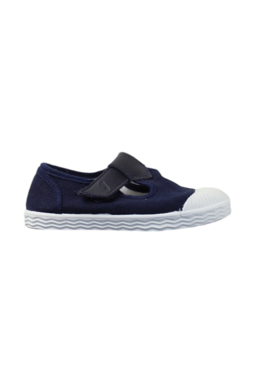 A Navy Slip Ons from Jacadi in size 3T for neutral. (Front View)