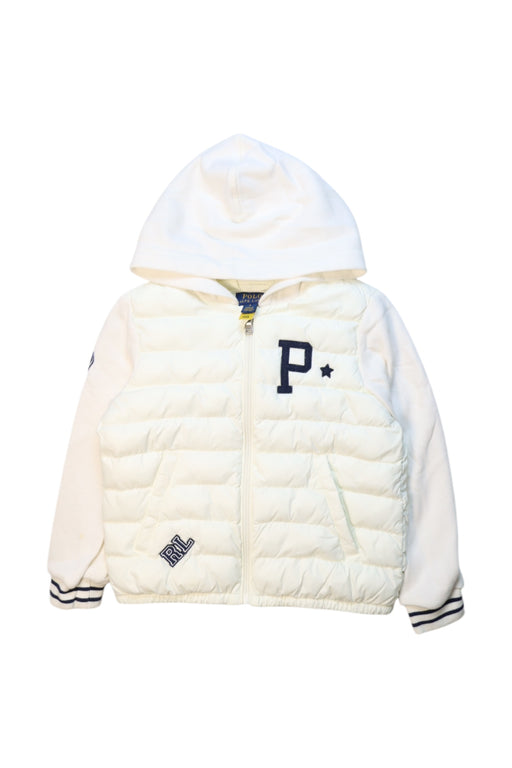 A White Puffer/Quilted Jackets from Polo Ralph Lauren in size 5T for boy. (Front View)