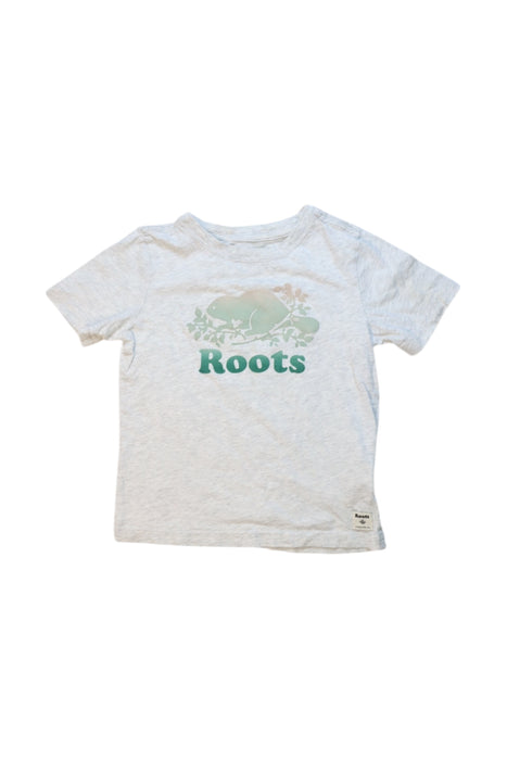 A White Short Sleeve T Shirts from Roots in size 4T for boy. (Front View)