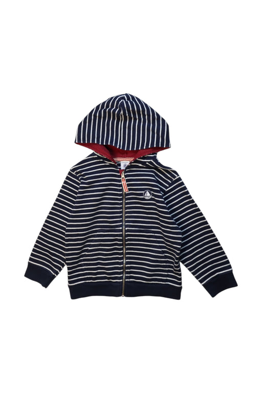 A Navy Zippered Sweatshirts from Petit Bateau in size 4T for boy. (Front View)