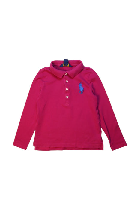 A Pink Long Sleeve Polos from Polo Ralph Lauren in size 5T for boy. (Front View)